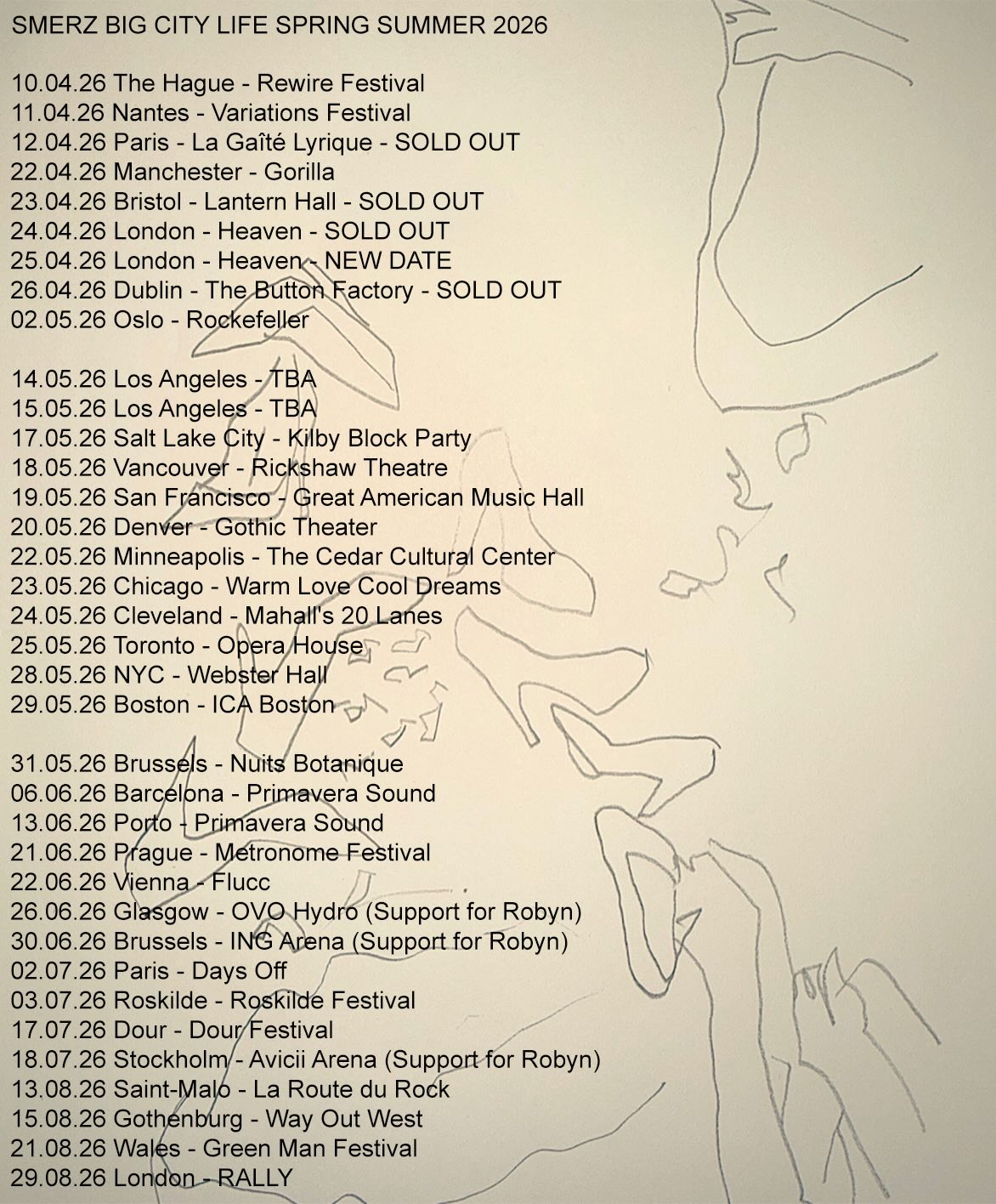 Smerz Big City Life Tour Poster 2026
